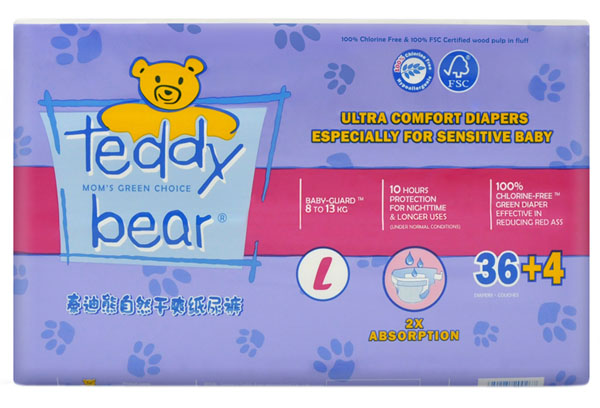 泰迪熊自然干爽升級(jí)版yinge紙尿褲小包裝L碼