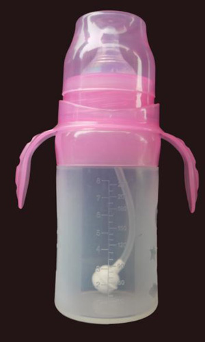 貝樂(lè)寬口帶柄硅膠奶瓶220ml