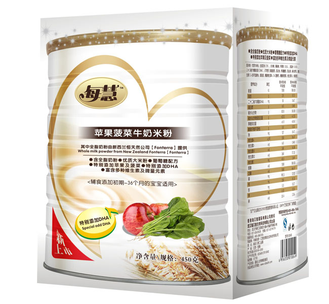 每慧蘋果菠菜牛奶米粉450