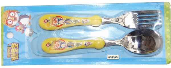 小企鵝pororo不繡鋼彩柄勺叉套裝