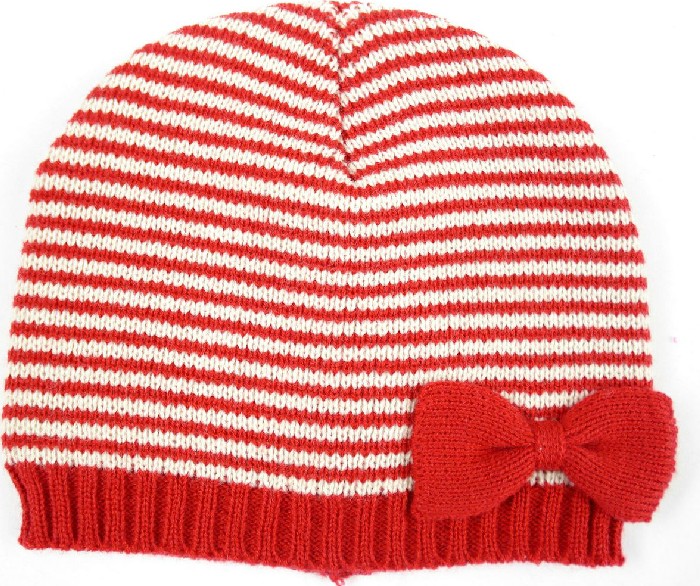 幼之戀蝴蝶結(jié)幼兒針織帽紅色