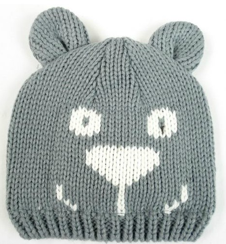 幼之戀卡通動物幼兒帽淡雅灰