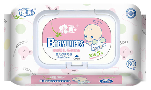 糖豆糖糖yinge手口80片無(wú)香濕巾