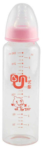 優(yōu)恩標(biāo)口晶鉆直身玻璃奶瓶240ml
