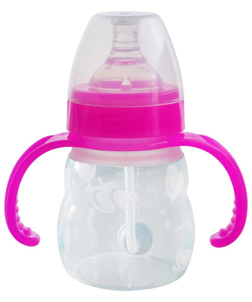 優(yōu)恩枚紅色硅膠奶瓶160ml