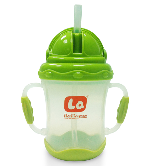 樂(lè)樂(lè)寶貝帶炳吸管學(xué)飲杯青色