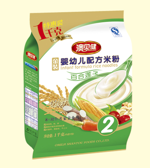 澳貝健百合蓮子yingye配方米粉2段