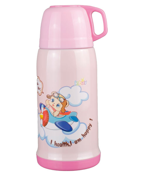 樂蓓紅色光面卡通保溫杯