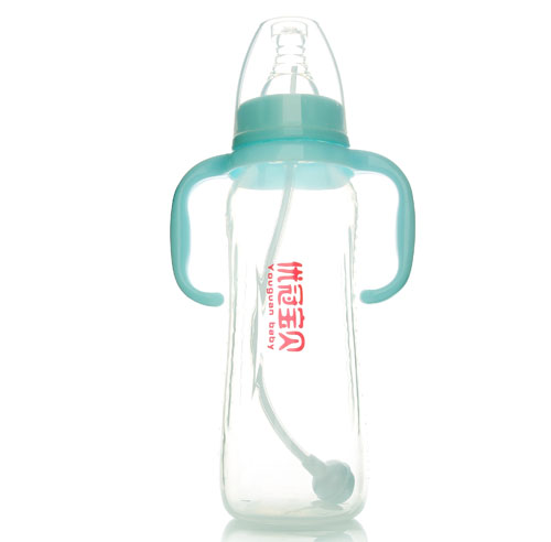 優(yōu)冠寶貝標(biāo)口帶柄自動(dòng)PP奶瓶300ml藍(lán)色