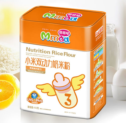 萌萌噠450克方鐵聽果蔬高鈣小米奶米粉