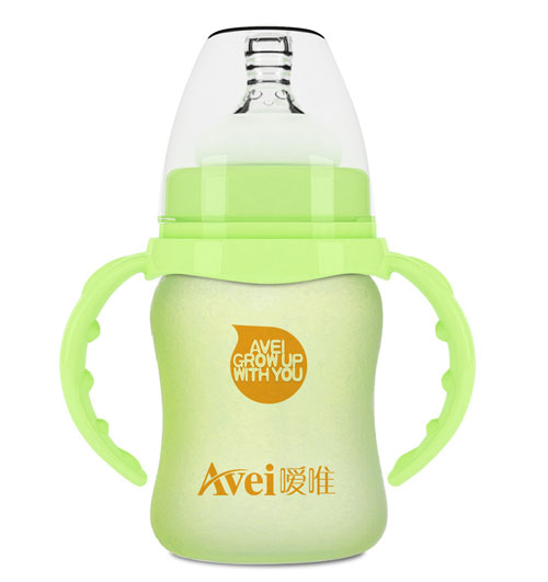 噯唯寬口帶柄自動感溫防護玻璃奶瓶(150ml)