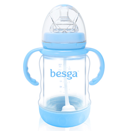 貝仕嘉玻璃內膽防爆奶瓶(配手柄)120ML