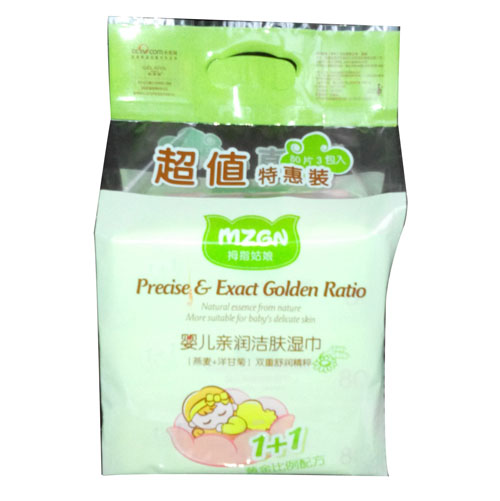 拇指姑娘嬰兒親潤(rùn)潔膚濕巾三連包