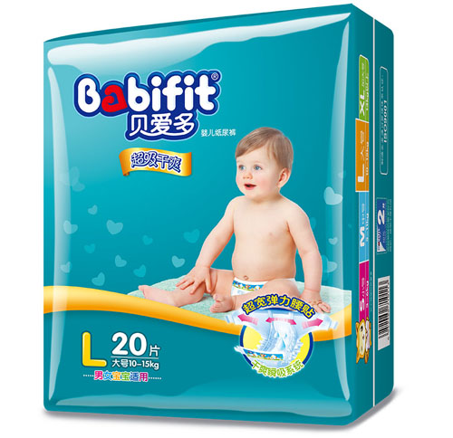 貝愛(ài)多超級(jí)干爽紙尿褲L碼20片中包裝