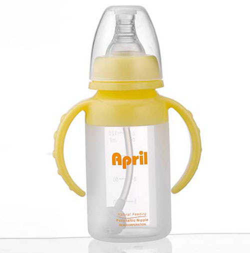 愛普麗標(biāo)口液態(tài)硅膠奶瓶120ml黃色