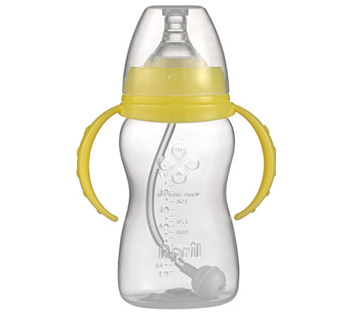 愛普麗寬口弧形PP奶瓶240ml黃色
