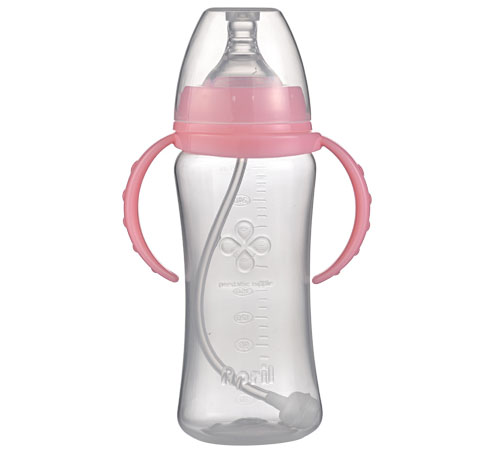 愛(ài)普麗寬口弧形PP奶瓶280ml粉色