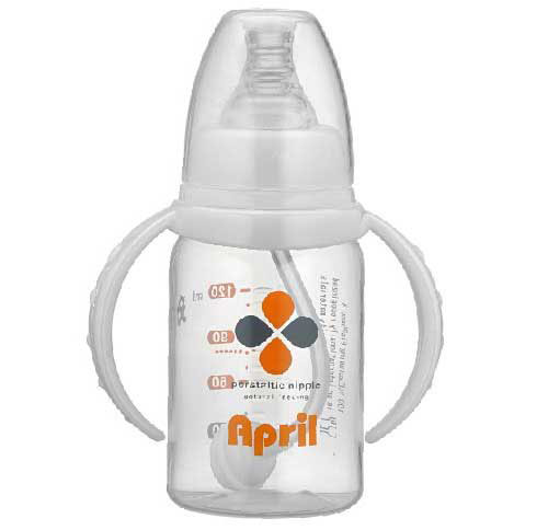 愛普麗標口直身奶瓶120ml白色