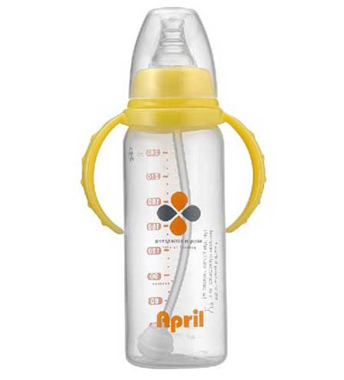愛普麗標口直身奶瓶240ml黃色