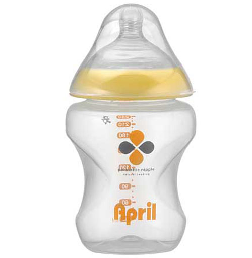 愛普麗大口徑奶瓶240ml黃色