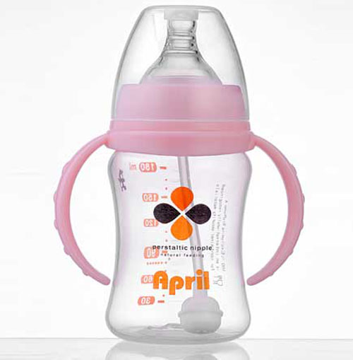 愛普麗寬口弧形奶瓶180ml粉色