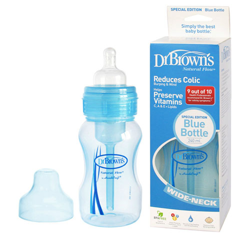 布朗博士彩色寬口PP奶瓶240ml藍(lán)色