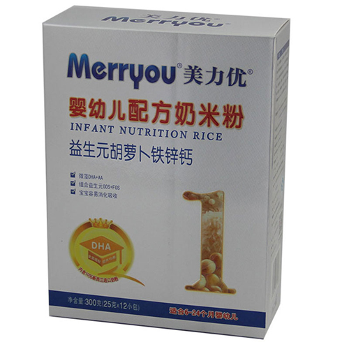 美力優(yōu)益生元胡蘿卜鐵鋅鈣嬰幼兒奶米粉1段盒裝