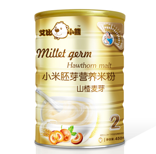 艾比小熊山楂麥芽小米胚芽米粉2段聽(tīng)裝