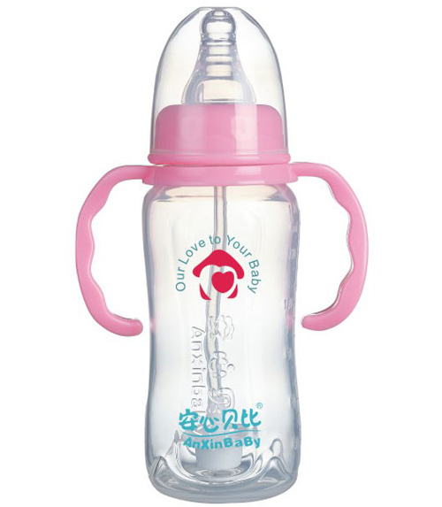 安心貝比雙柄標口自動吸管弧形奶瓶180ml