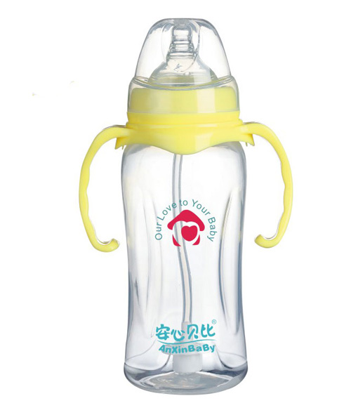 安心貝比雙柄寬口自動(dòng)吸管弧形奶瓶330ml