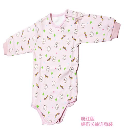 KUNKUNyinge棉布長(zhǎng)袖連身裝粉紅色