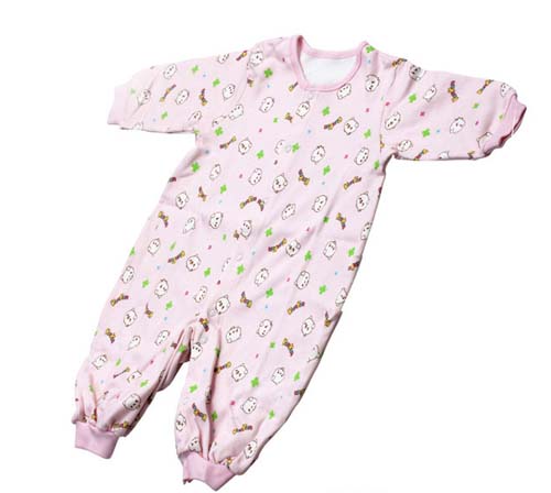 KUNKUNyinge棉布長袖兩用兔裝粉紅色