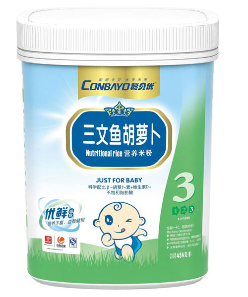 聰貝優(yōu)三文魚胡蘿卜營養(yǎng)米粉3段聽裝