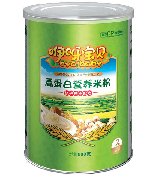 咿呀寶貝核桃蓮子高蛋白營養(yǎng)米粉聽裝2段