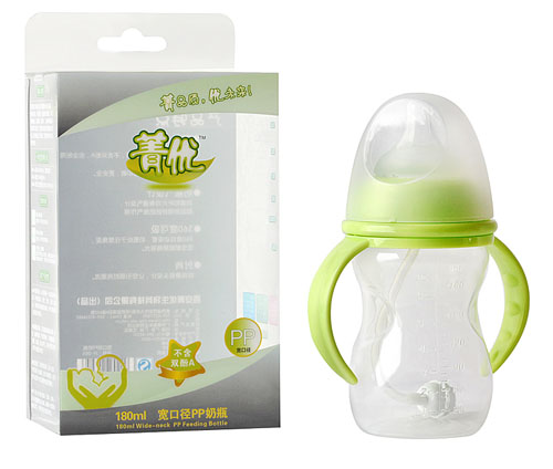菁優(yōu)寬口徑PP奶瓶180ml綠色