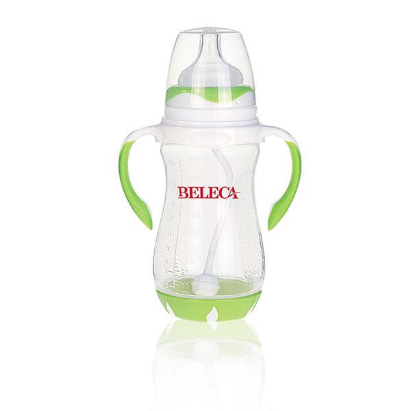 貝樂嘉綠色雙柄帶吸管易把握yingePP奶瓶