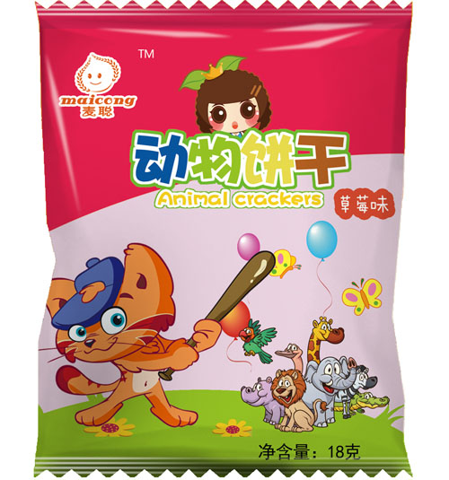 麥聰動物餅干草莓味袋裝18g