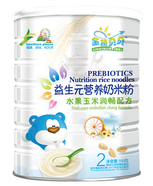 金頂貝貝水果玉米潤(rùn)暢配方益生元奶米粉聽(tīng)裝