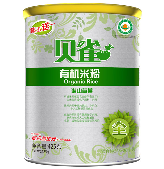 貝雀淮山草莓有機(jī)米粉聽裝425克