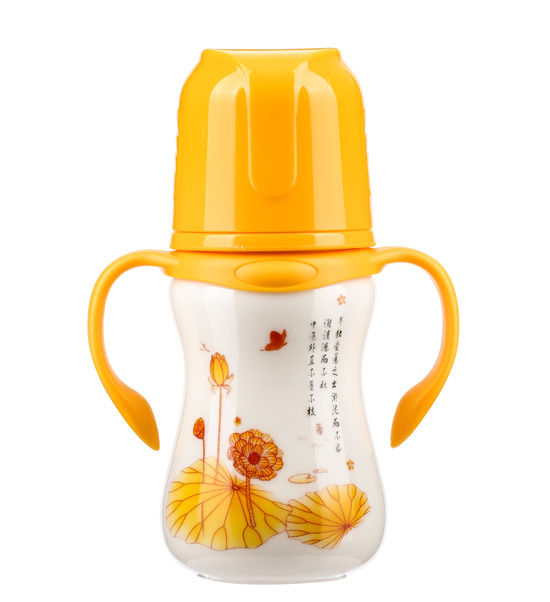 貝嬰奇210ml寬口陶瓷奶瓶黃色