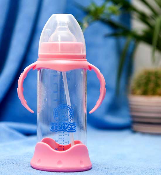 菲兒寶300毫升寬口晶鉆防爆防脹氣玻璃奶瓶