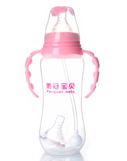 優(yōu)冠寶貝標口徑PP奶瓶300ml粉色
