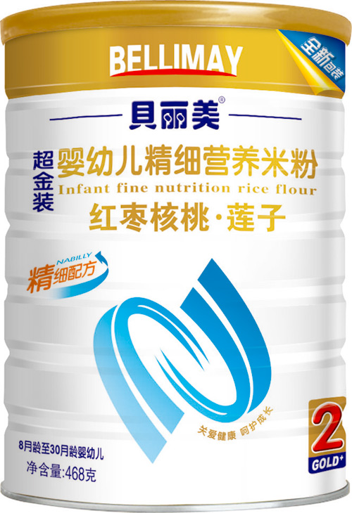 貝麗美紅棗核桃蓮子精細(xì)營養(yǎng)米粉408克聽裝