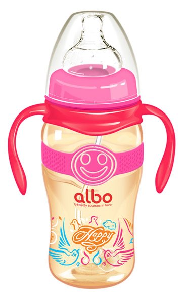 愛樂寶300mlPPSU寬口感溫自動(dòng)奶瓶紅色