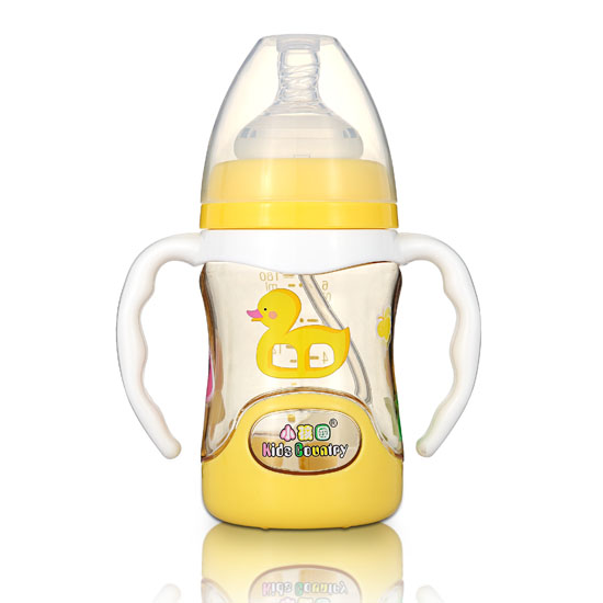 小孩國寬口扣底自動PPSU安全奶瓶180ML黃色