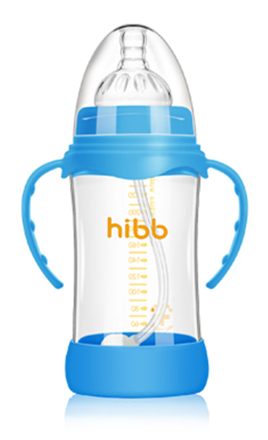 浩一貝貝防摔自動(dòng)玻璃奶瓶藍(lán)色240ml