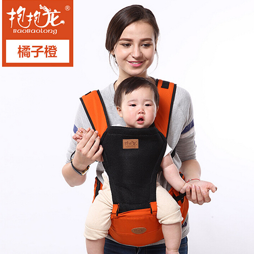 抱抱龍腰凳夏季透氣yinge雙肩腰凳橘子橙