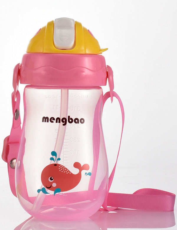 盟寶粉色有刻度水壺-小魚
