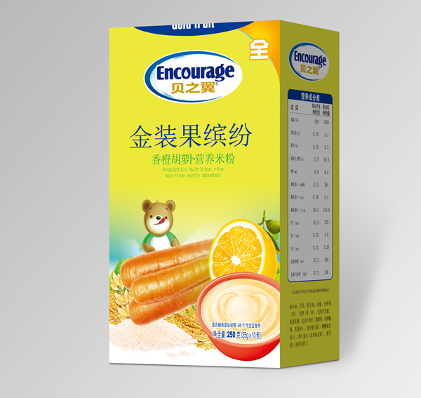 貝之翼金裝果繽紛-香橙胡蘿卜營(yíng)養(yǎng)米粉盒裝