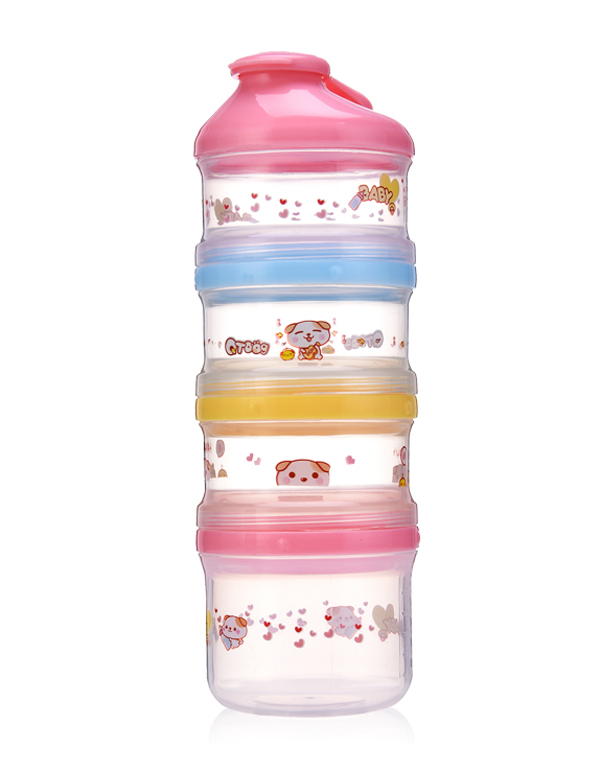 邦貝小象四層便攜奶粉盒紅色